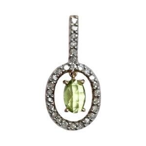 14K Gold Peridot & Diamond Pendant